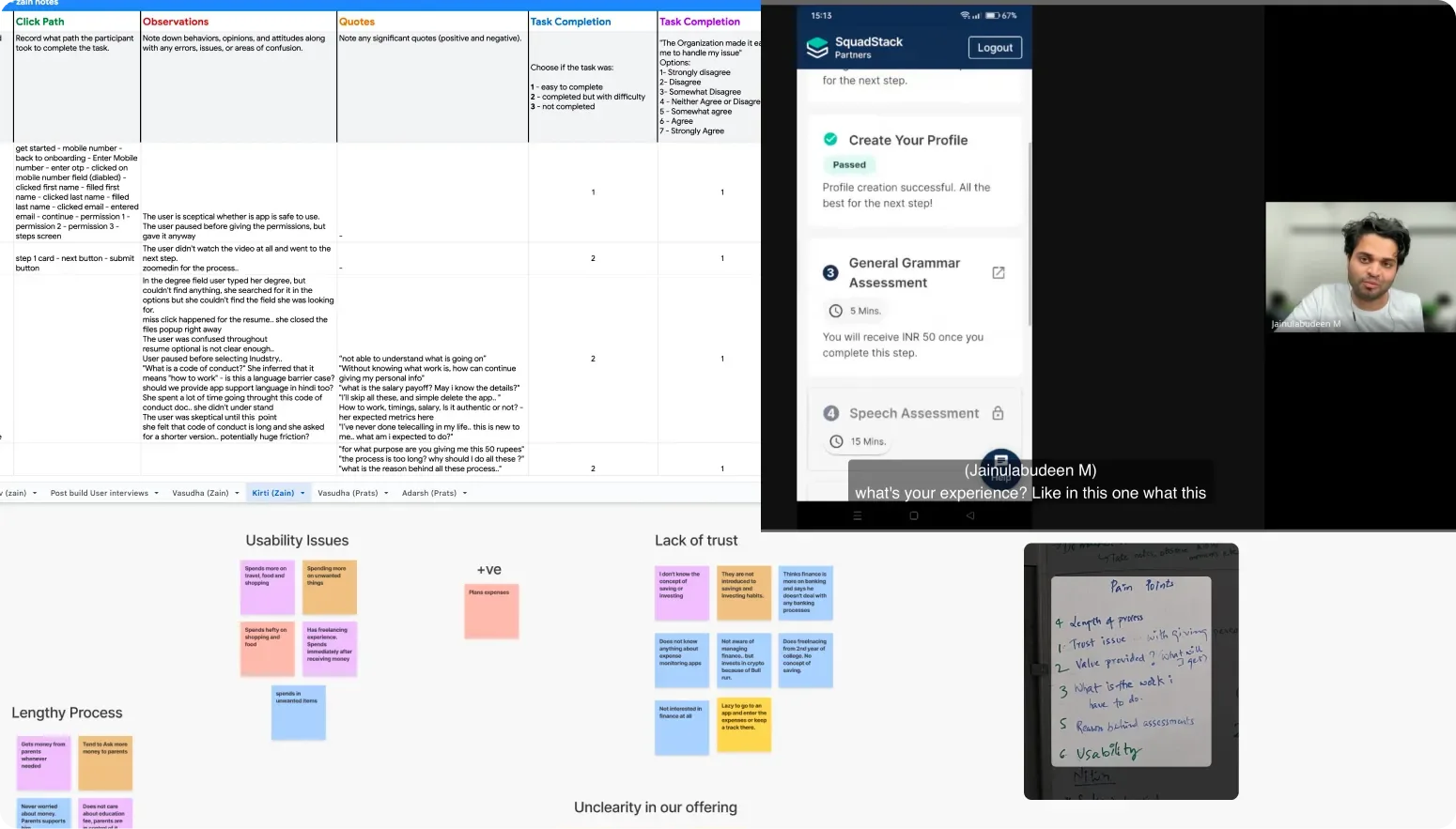 Data capture, affinity mapping, and user-interview synthesis