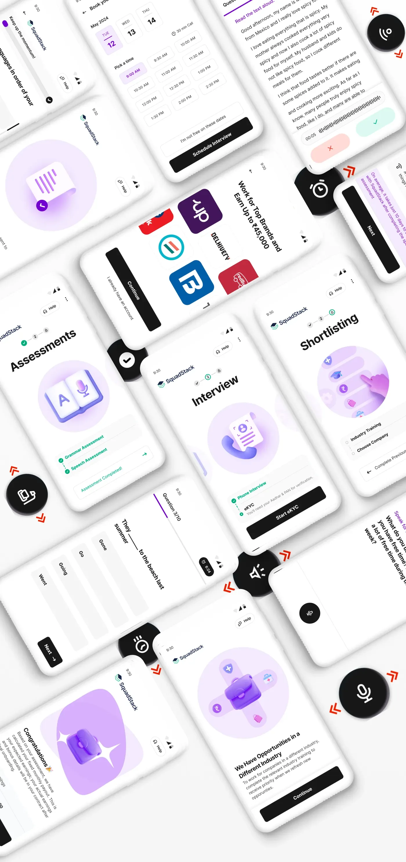 Screens showcase — the shipped flow